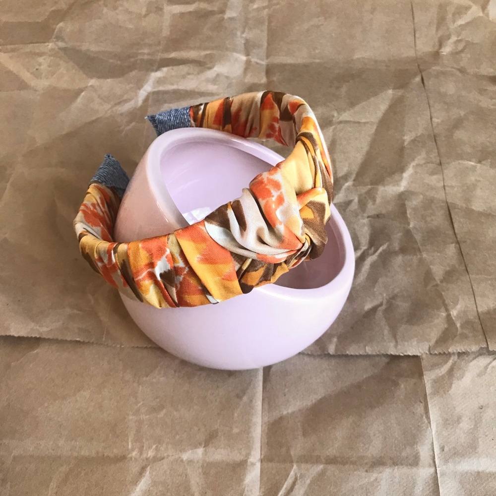 SOLD // Handmade vintage silk scarf knot headband
